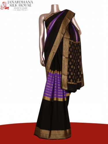 Pure Veldhari Zari Lines Mysore Crepe Silk Saree